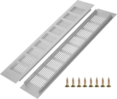 Ventilatieroosters Aluminium 80 mm x 400 mm - Rechthoekig voor Schoenenkast, Badkamer, Keuken en Woonkamer