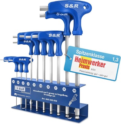 10-delige Inbussleutelset met T-greep en Kogelkop - 2-10 mm, Ergonomisch en Corrosiebestendig