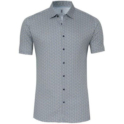 Desoto Overhemd Bubbles Fantasy Circles Dots Blauw-Geel / male
