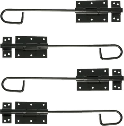 AMIG Verticaal schuifslot/plaatgrendel - 4x - staal - 30 x 6cm - zwart - schutting - poort