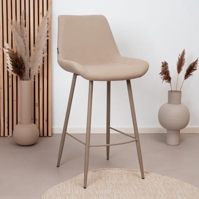 Bronx71® Scandinavische barkruk Maud gerecyclede stof taupe 74 cm - barstoel