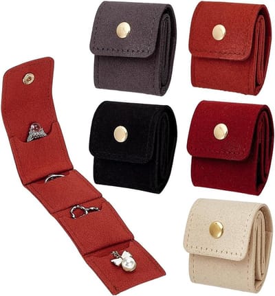 Mini Travel Sieraden Organizer Pouch in 5 Kleuren - Faux Lederen Opvouwbare Case voor Ringen en Oorbellen, Ideaal voor Vrouwen en Reizigers, Perfect als Verjaardagscadeau