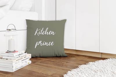 Sierkussens - Kussentjes Woonkamer - 40x40 cm - Quotes - Kitchen prince - Mannen - Spreuken