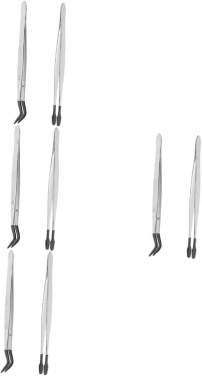 Pincet Gereedschap - Precisie Hulpmiddelen - Fijn Handwerk - Ergonomisch Ontwerp - 8 Stuks - Zilverkleurig