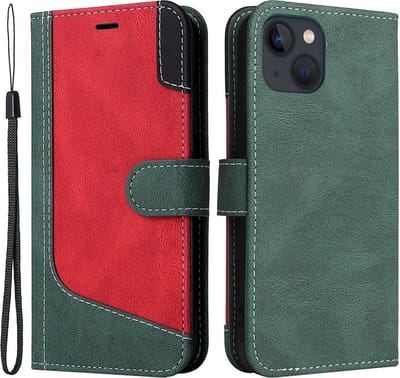 Cityhoesje-iPhone 15 - PU Leather - Book Case - Groen
