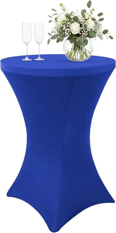Statafelhoes Stretch - Bistro Tafelkleed - Feestelijke Decoratie - Versterkte Voetzakken - Ø 80-110 cm - Blauw