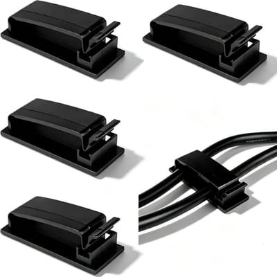 Kabelclips, zelfklevende kabelclips, kabelhouders, zelfklevende kabelorganizer, kabelbinders met plakband, voor tv, laptop, zwart