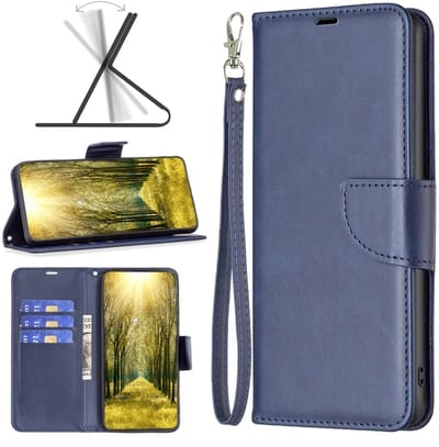 MobyDefend Hoesje - Geschikt voor Samsung Galaxy S25 Edge - Wallet Book Case Met Koord - Blauw