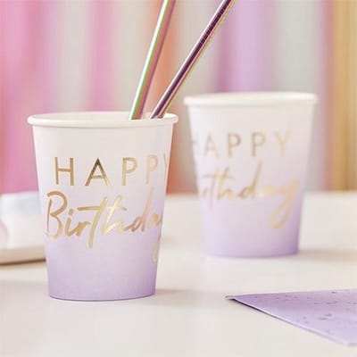 Mix It UP - Lilac Happy Birthday Paper Cups (8 stuks)