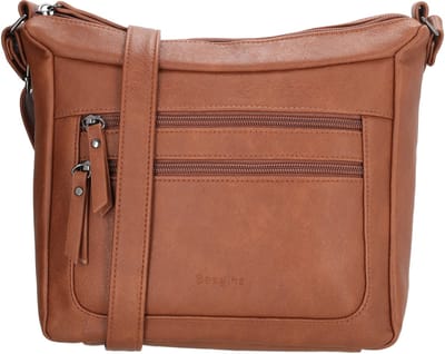Beagles Majorca Crossbodytas - Schoudertas - Dames - Twee Hoofdvakken - Praktisch - Verstelbare Schouderband - Cognac