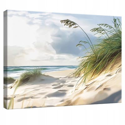 WALLARENA - Canvas schilderij - 100x70 cm - afbeelding van de zee, strand en natuur voor slaapkamer, woonkamer en keuken