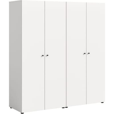 Moderne 2-delige garderobekast-combinatie in wit - Flexibele opbouw en dubbele opslagruimte - 160x176x51cm