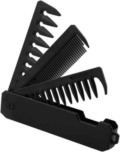 Vouwbare Kam voor Mannen, 3-in-1 Haar- en Baardkam, Handige Pocketkam voor Dagelijkse Haarverzorging en Baardstyling