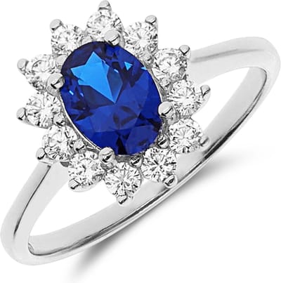 Lucardi Dames Zilveren ring met blauwe zirkonia - Ring - 925 Zilver - Zilverkleurig - 18 / 57 mm