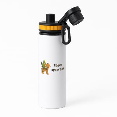 Hacebo® - Tijger spaarpot waterfles met draaidop oranje - Tijger - dieren liefhebbers - leuke cadeau voor iemand die van houdt van tijgers - verjaardagscadeau - kado - gift - water fles - 850ML