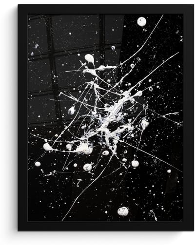 Poster in lijst - Fotolijst 30x40 cm - Posters - Verfspatten - Wit - Abstract - Explosie - Posterlijst zwart - Decoratie - Wanddecoratie woonkamer - Muurdecoratie slaapkamer