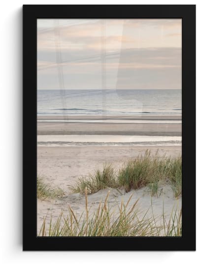 Poster in lijst - Fotolijst 20x30 cm - Posters - Zandstrand - Bewolkt - Duinen - Posterlijst zwart - Decoratie - Wanddecoratie woonkamer - Muurdecoratie slaapkamer