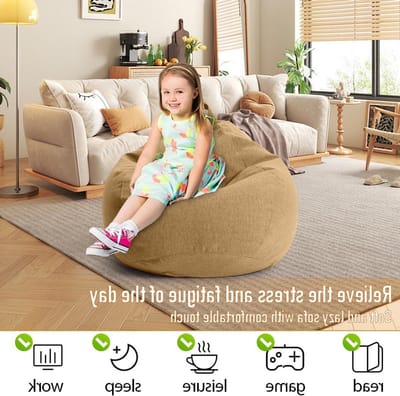 Comfortabele XL Zitzak Hoes voor Volwassenen - Perfect voor Gaming en Buiten - Decoratieve Zitzak Cover (100 x 120 cm)