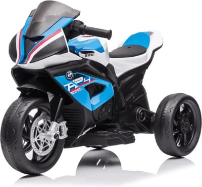 BMW HP4 Mini Elektrische Kindermotor 7.4V - 2 tot 5 jaar – Officieel Gelicentieerd Accuvoertuig met Lithium Batterij & Soft-Start – Tweewieler met Lederen Zitje, Zijwieltjes & LED-verlichting – Blauw