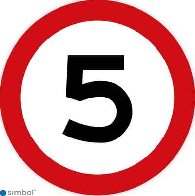 Simbol - Stickers 5 km - Maximaal 5 km/u - Duurzame Kwaliteit - Formaat ø 10 cm.