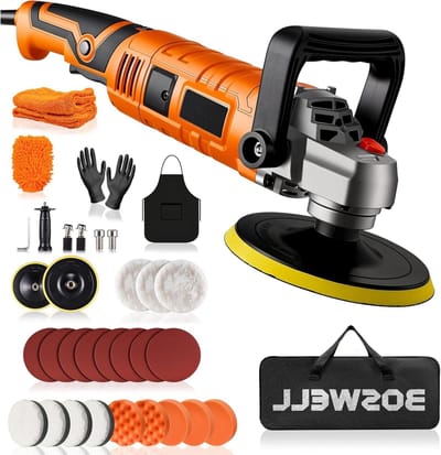 Polijstmachine Set - Auto Poetsset - Auto Glans Herstellen - 1800W Krachtige Motor - 7 Snelheden - Oranje