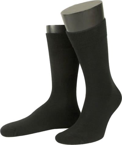 Basset Sokken Heren 6 Pack Naadloos Zwart - Maat 39-43