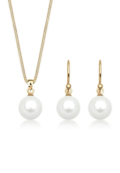 Elli - Sieraden Set - Dames Elegante Set Oor Hanger Basis met Schelpkern Parels in 925 Sterling Zilver - Dames