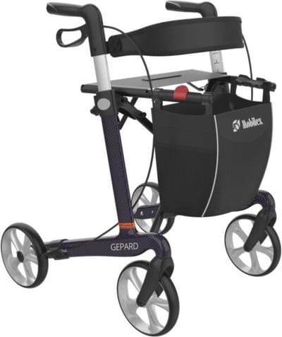 Gepard Ultra Lichtgewicht Carbon Rollator - Slechts 5,1 kg - Opvouwbaar - Standard 62 cm zithoogte - Binnen en Buiten - Paars/Zwart
