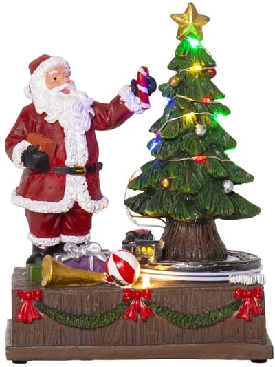 Star Trading Kersttafereel 'Kidsville', Kerstman met kerstboom, roterend, RGB, H 18,5 cm