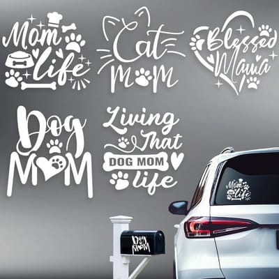 Dailygoods- Kattenstickers Set van 5 - Reflecterende Autostickers - Vinylstickers voor Auto/SUV - Schattig Kattenmotief - Kunststof Decoratie - Veiligheid en Stijl
