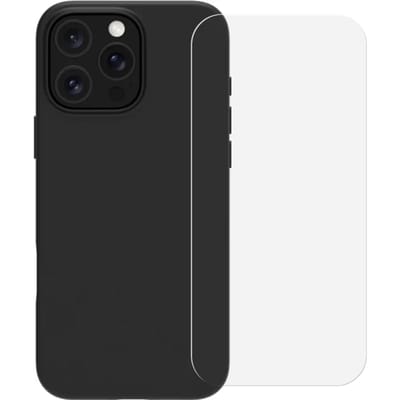 BlueBuilt Back Cover iPhone 16 Pro Zwart + Screenprotector Glas