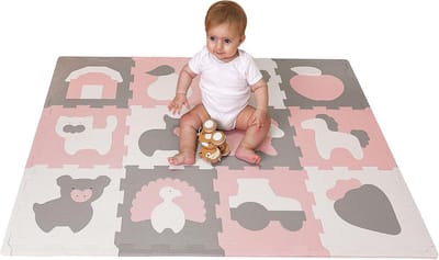 Dikkere Speelmat voor Baby's met Dieren, 1,2 x 0,9 m - Ideaal voor Spelen, Crawlen en Yoga