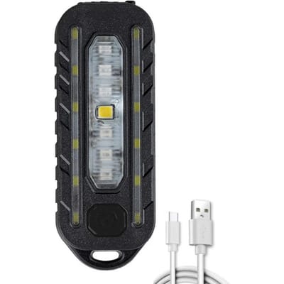 Oplaadbare LED Zaklamp Werklamp Sleutelhanger Zaklamp voor Politie Schouderclip Lampen Waarschuwing Knipperlicht Fietslamp 1pc zwart