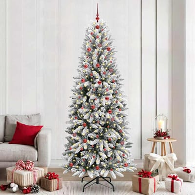 vidaXL - Kunstkerstboom - Wit - 240 - cm - PVC - en - plastic - en - staal - en - PE