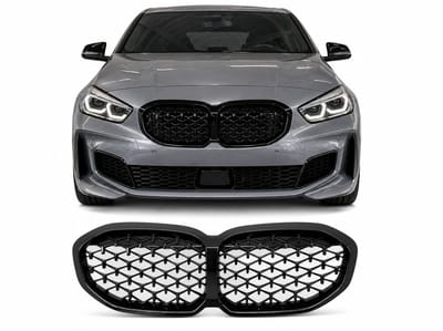 Grill Nieren Geschikt voor BMW 1 Serie F40 F41 Diamond Grill Glans Zwart 2019-2026