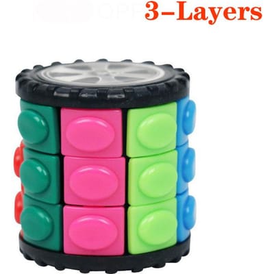 3D Maisblokjes Toren 7 Lagen Cilinder Stressverlichter Decompressie Speelgoed Wiel Draaiend Ontwikkel Intelligentie DIY Cilindrisch Puzzel