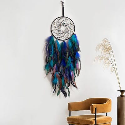 Indiase Veer Windgong Hangend Ornament Dromenvanger Handgemaakt Dromenvanger Kamer Slaapkamer Hangend Creatieve Ambachten black