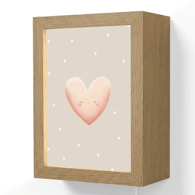 Wandlamp 15x20 cm - Oplaadbaar - Hart - Gezicht - Roze - Stippen - Wandlampen binnen woonkamer - Slaapkamer lamp met kabel - Decoratieve nachtlamp - Vloerlamp snoer