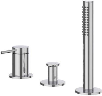 IVY Bond Badrandcombinatie 3-Gats Mengkraan met Uittrekbare Handdouche zonder Uitloop - Chroom