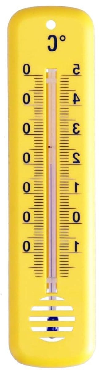 Kamerthermometer Binnen Buiten - Temperatuurmeter Weer - Klimaat Bewaken - Zonder Batterijen - 14 cm - Geel
