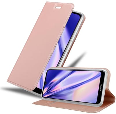 Cadorabo Hoesje geschikt voor Huawei Y6S in CLASSY ROSE GOUD - Beschermhoes met magnetische sluiting, standfunctie en kaartvakje Book Case Cover Etui
