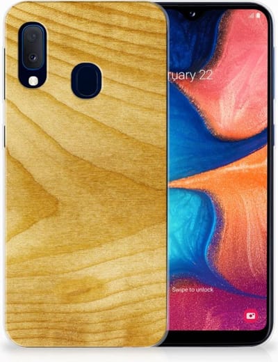 Samsung Galaxy A20e Bumper Hoesje Licht Hout