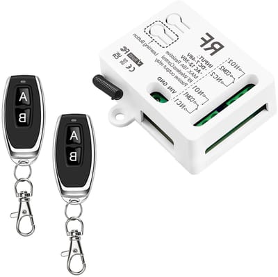 SnelShoppen - 433MHz RF Draadloze Afstandsbediening Schakelaar met 2 Zenders voor Elektrische Gordijnen, Garagedeuren, Motorverlichting, 10A 2-Kanaals