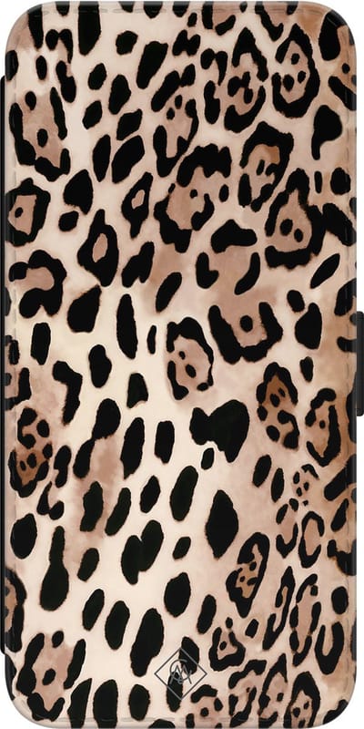 Casimoda® bookcase - Geschikt voor Samsung Galaxy S23 - Hoesje met pasjeshouder - Luipaard Print - Bruin/beige - Kunstleer