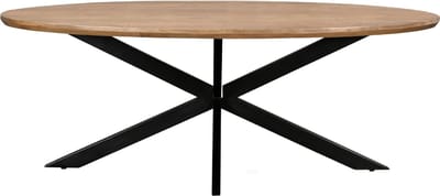 Livingfurn - Eetkamertafel Jesper Oval 240 cm - Mangohout / Gecoat Staal