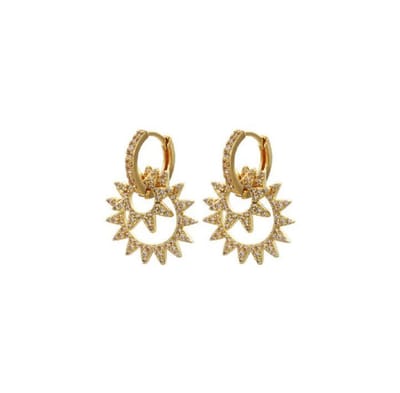 Jobo By JET - Double star earring - Gold with diamond - Goud met diamanten