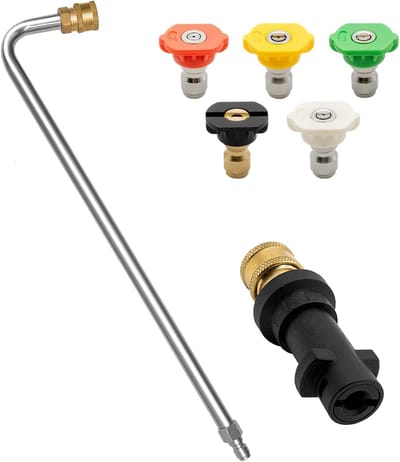 Gootreiniger Opzetstuk met 5 Sproeiers - 13" Verlenging voor Hogedrukreiniger - Quick Connect