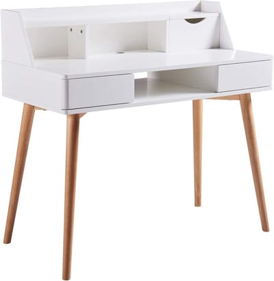 Schrijfbureau - Werktafel - Thuiswerken Organiseren - Eenvoudige montage - 40 x 19 x 37in - Wit
