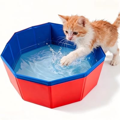 Klein opvouwbaar katten- en hondenzwembad, 30 x 10 cm, ideaal voor spelen, baden en afkoelen in de zomer