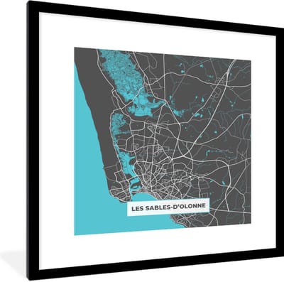 Fotolijst incl. Poster - Kaart - Plattegrond - Les Salbes-d'Olonne - Frankrijk - Stadskaart - 40x40 cm - Posterlijst